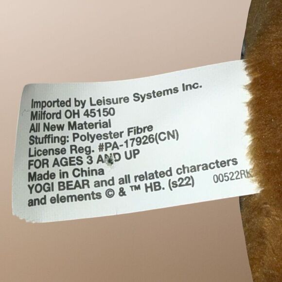 NWOT Vintage 1995 Hanna-Barbera Yogi Bear Plushie Stuffed Animal 8” - Picture 3 of 5